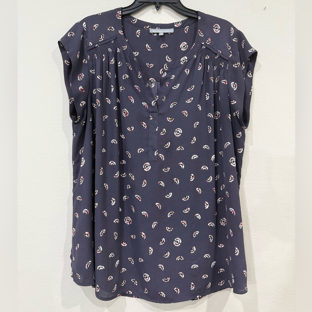 Daniel Rainn Navy and White Patterned Blouse